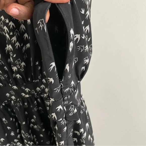 Hazel Dress Midi Bird Print L Whimsigoth Fairy Grunge Boho Cottagecore Peasant - Picture 7 of 7